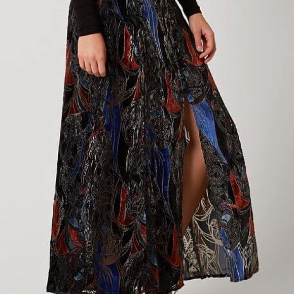 Free People Burnout Velvet Love So Right Maxi Button Skirt - Picture 6 of 9